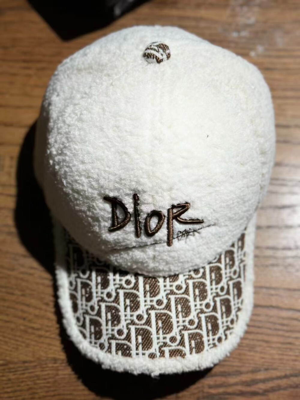 Dior Oblique Logo Shearling Baseball Cap